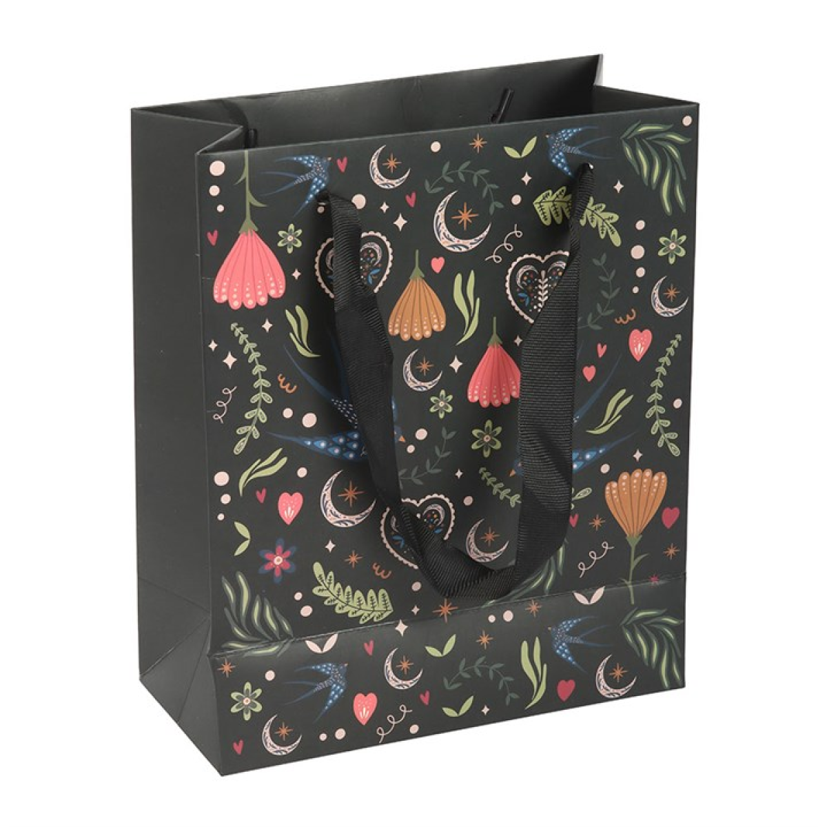 23cm Black Midnight Bloom Print Gift Bag
