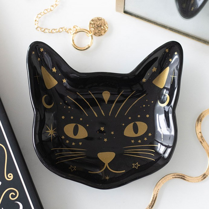 Magick Black Cat Face Trinket Dish