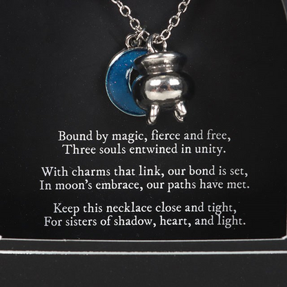 Set of 3 Coven Sisters Cauldron Charm Necklaces