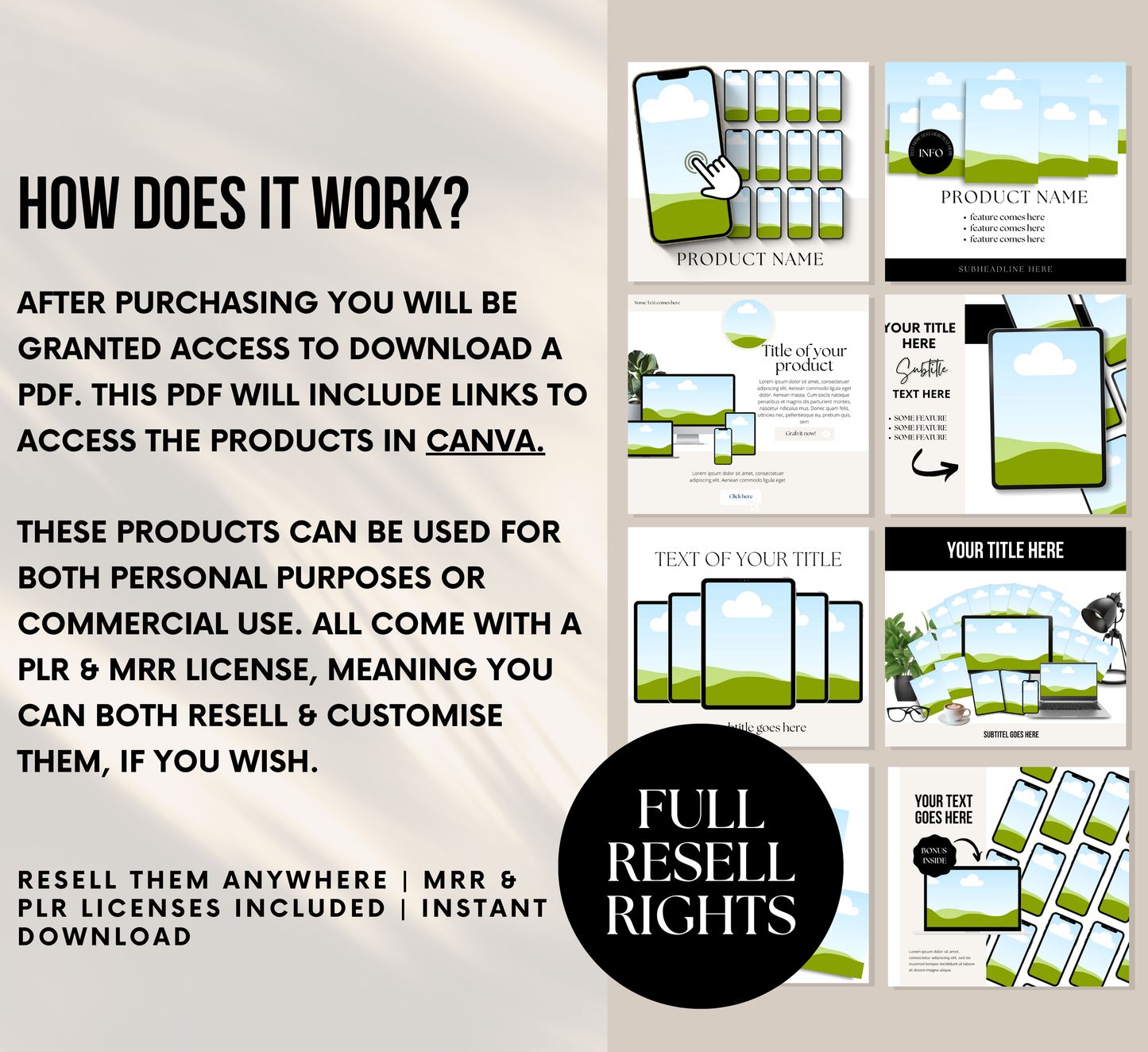 PLR/MRR 115 Etsy Listing Mockups