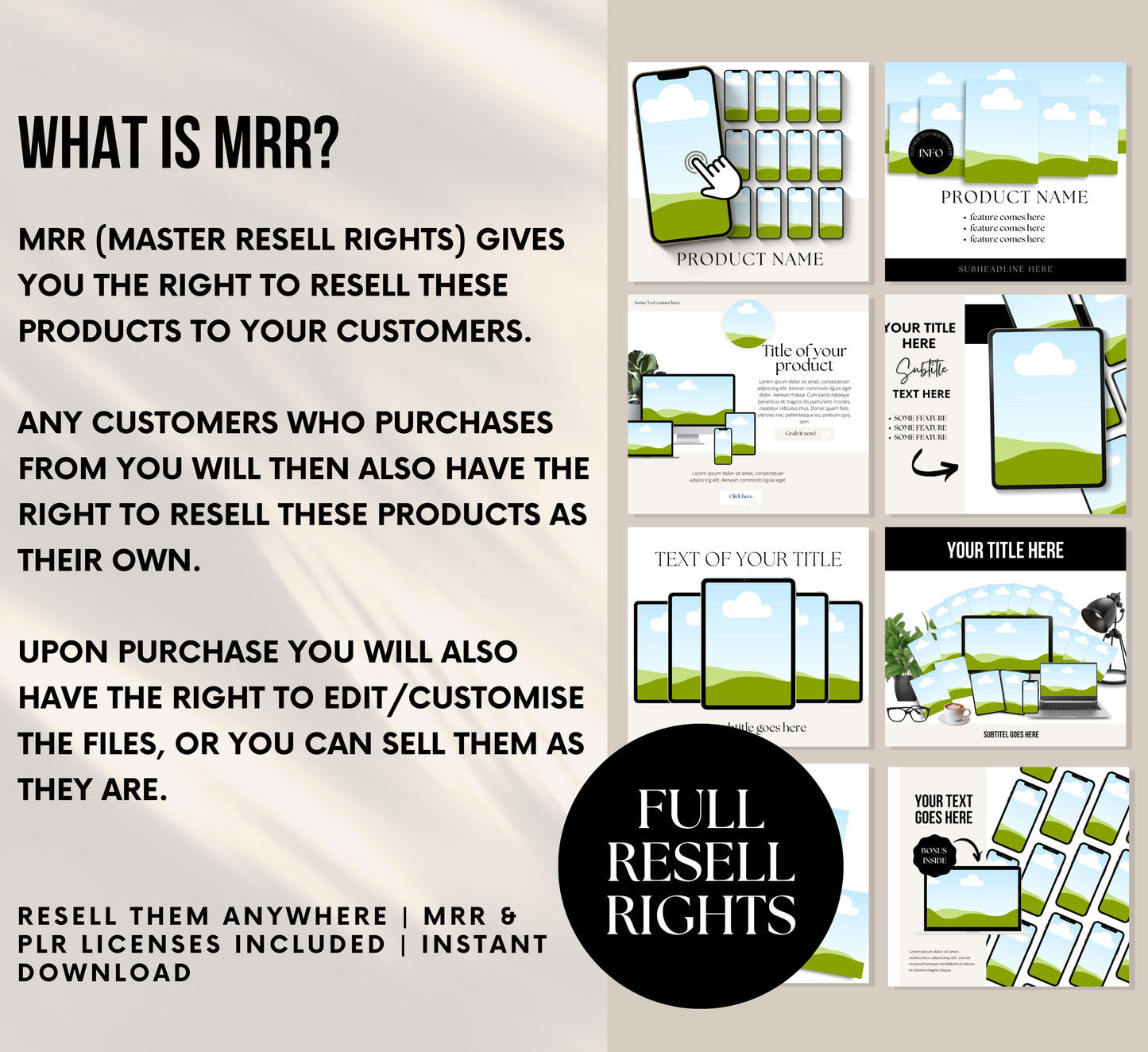 PLR/MRR 115 Etsy Listing Mockups