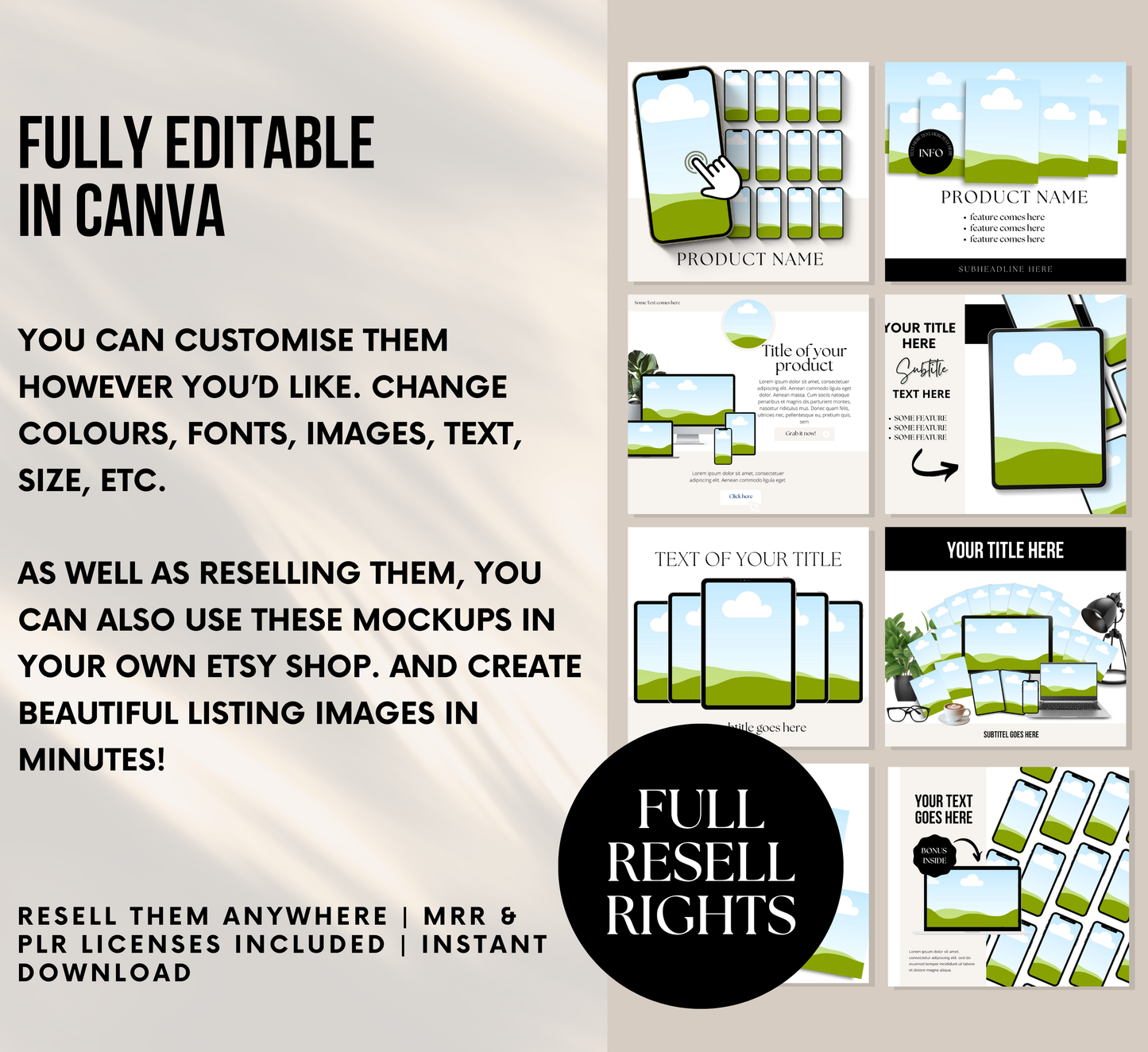 PLR/MRR 115 Etsy Listing Mockups