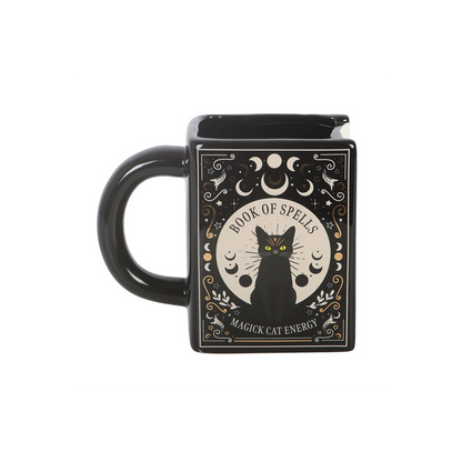 Black Cat Magick Book of Spells Book Shaped Mug