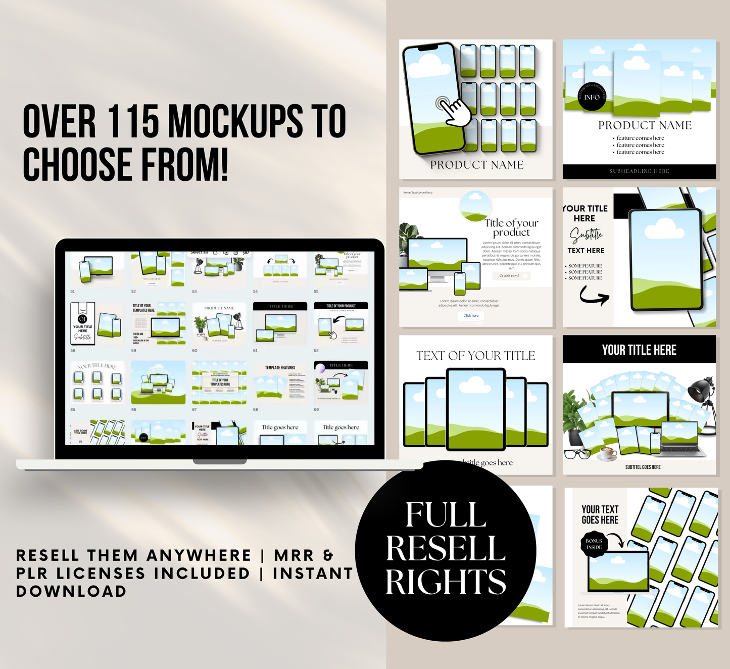 PLR/MRR 115 Etsy Listing Mockups