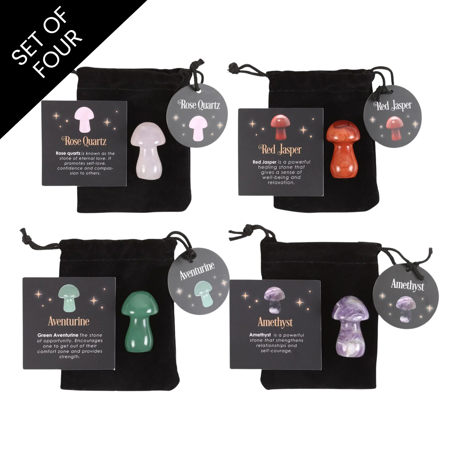 Mini Crystal Mushroom Set of 4