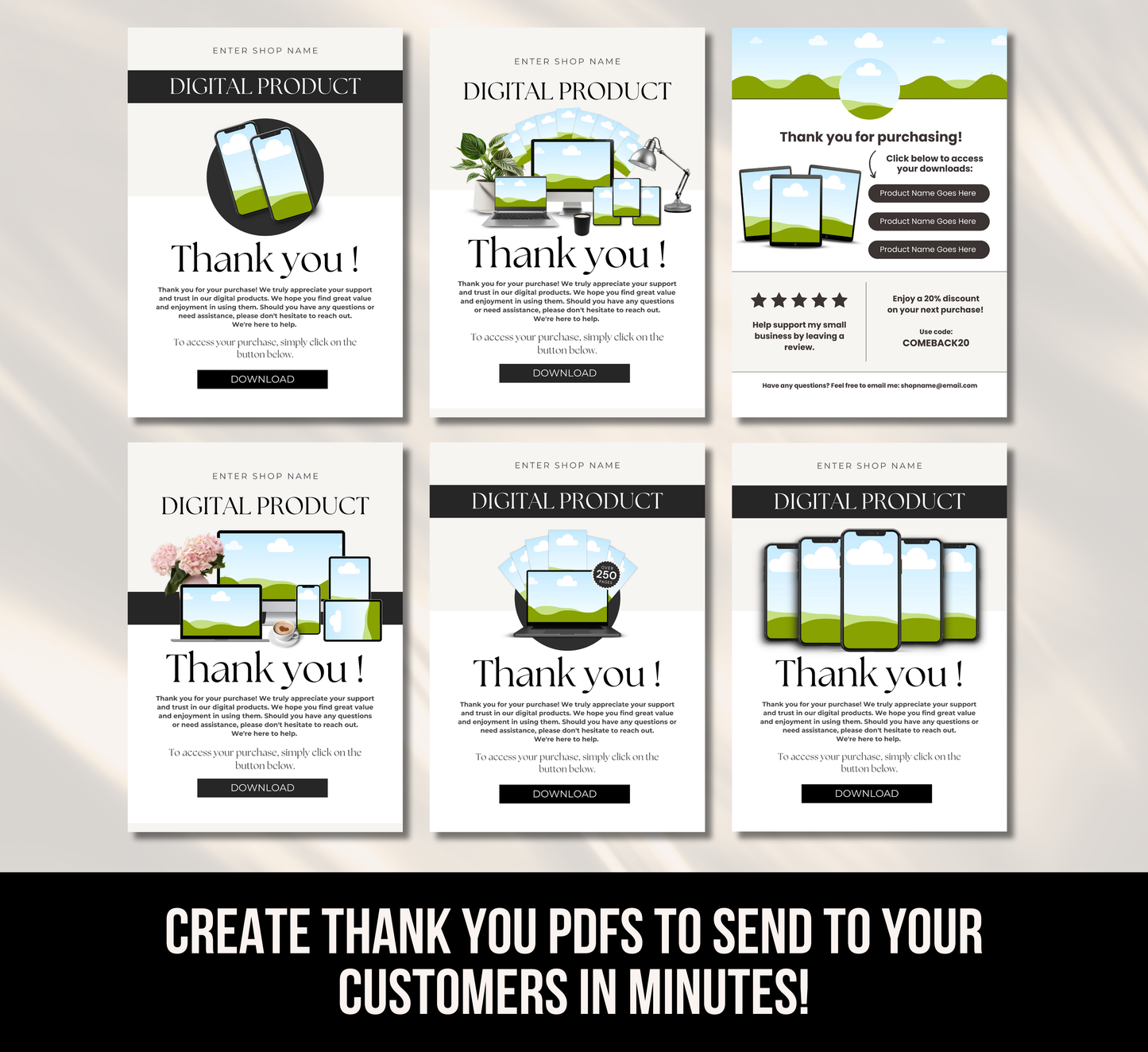 PLR/MRR 50 Digital Editable Thank You Cards