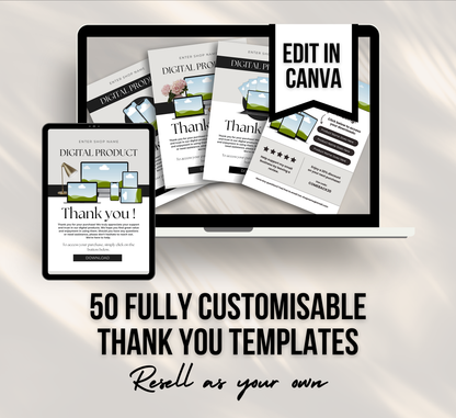 PLR/MRR 50 Digital Editable Thank You Cards