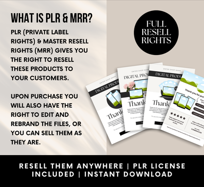 PLR/MRR 50 Digital Editable Thank You Cards