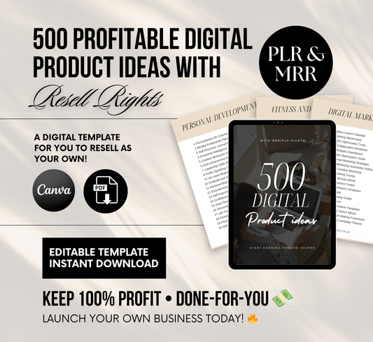 PLR/MRR 500 Profitable Digital Product Ideas
