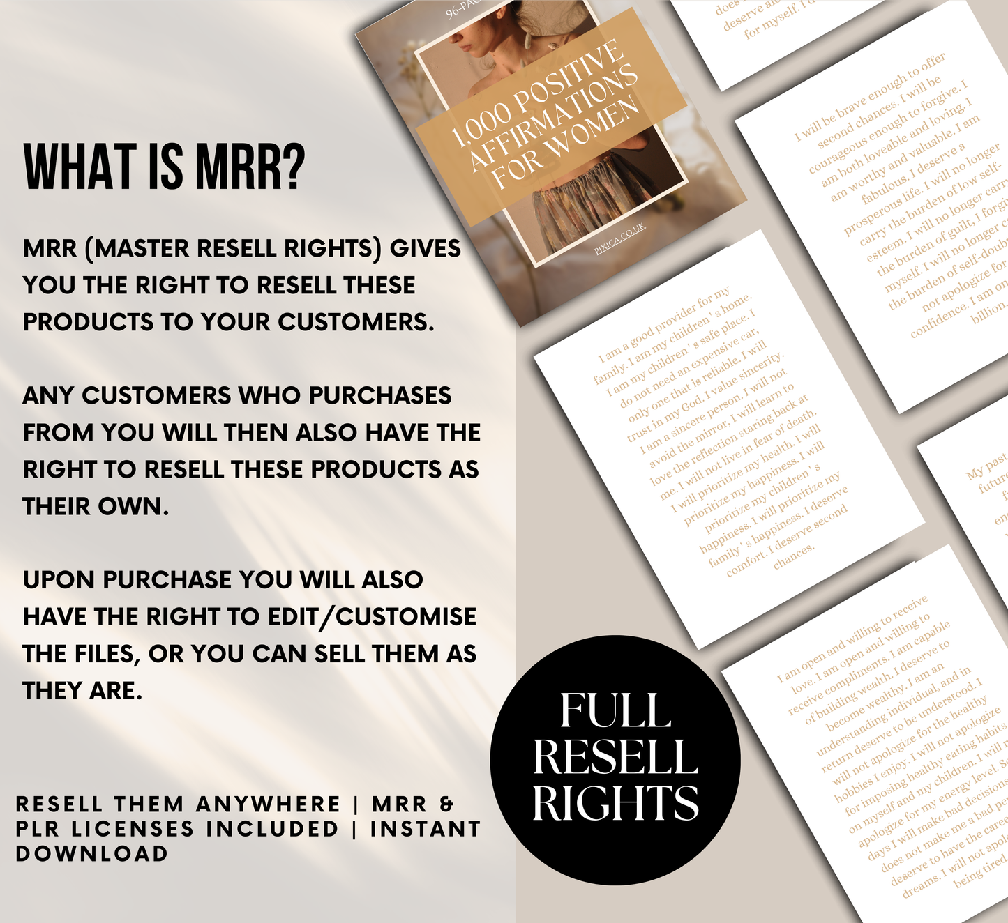 PLR/MRR 1,000 Positive Affirmations For Women