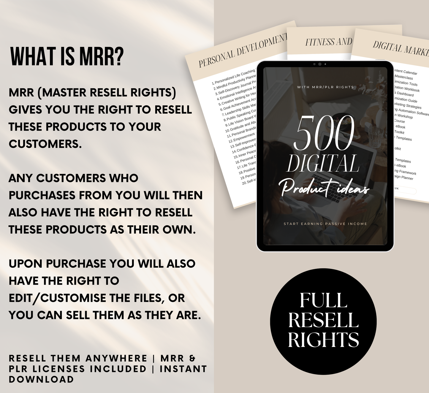 PLR/MRR 500 Profitable Digital Product Ideas