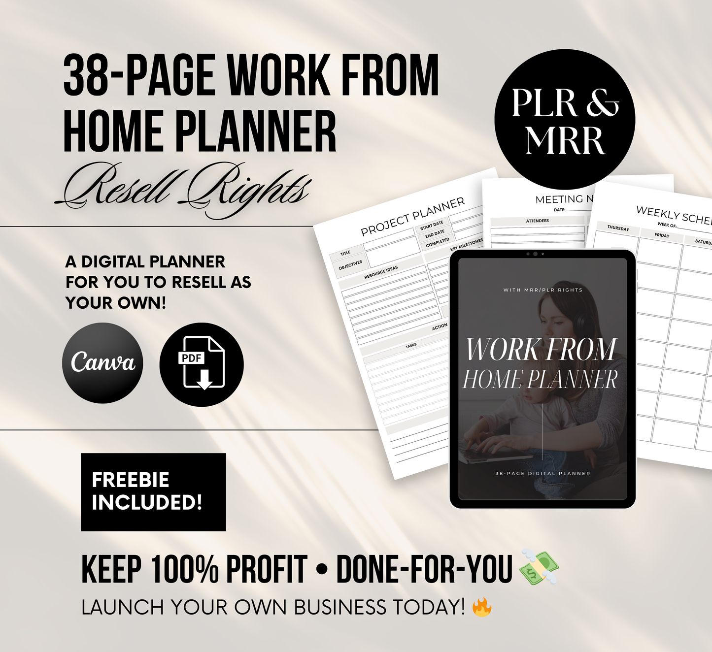 PLR/MRR Work From Home Planner