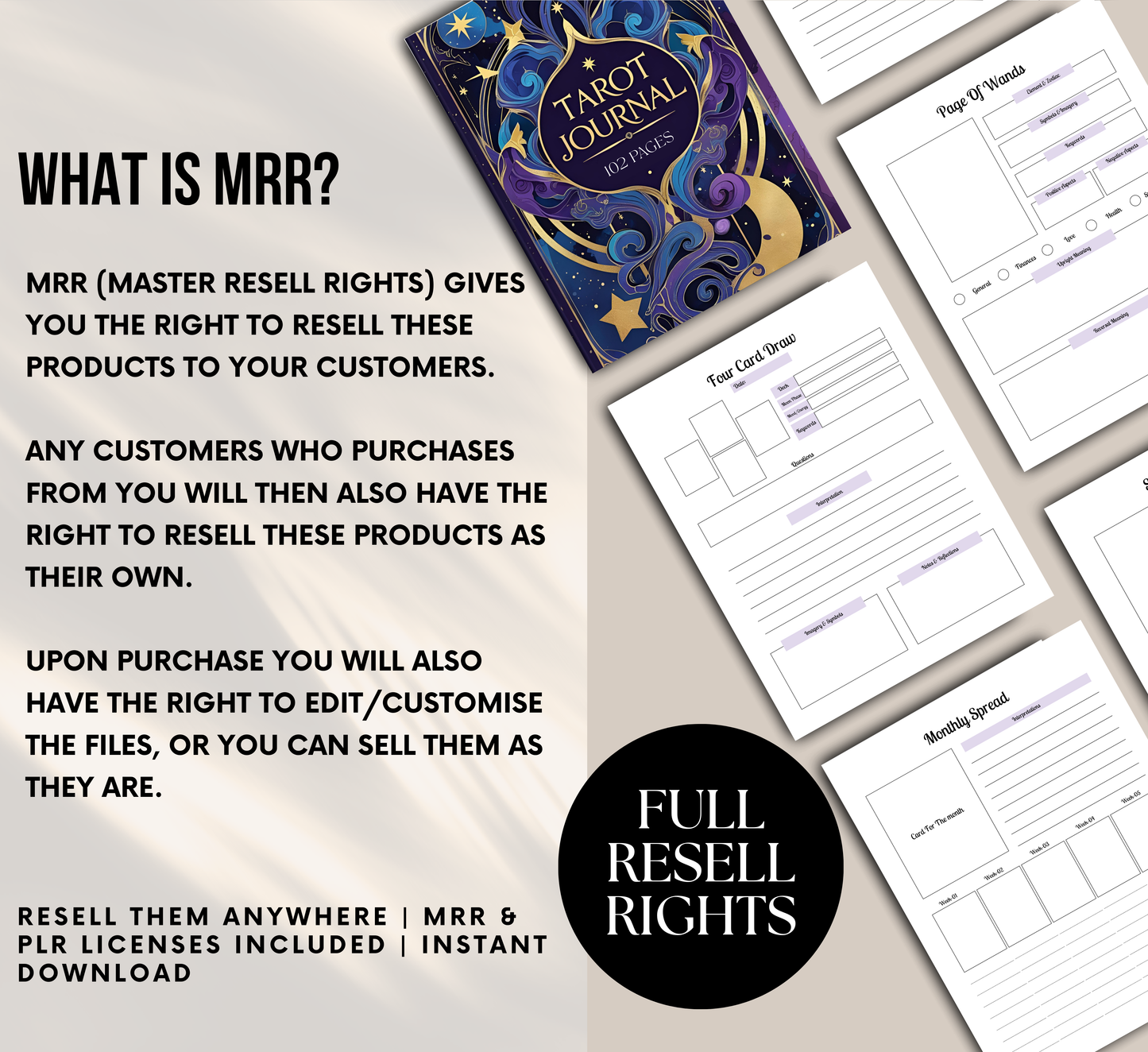 PLR/MRR Digital Tarot Journal 102-Pages