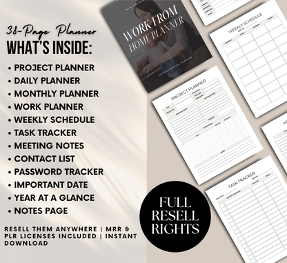 PLR/MRR Work From Home Planner