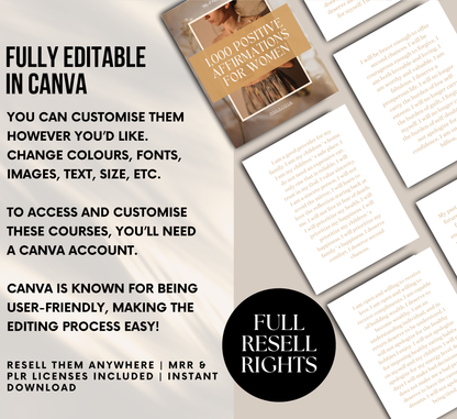 PLR/MRR 1,000 Positive Affirmations For Women