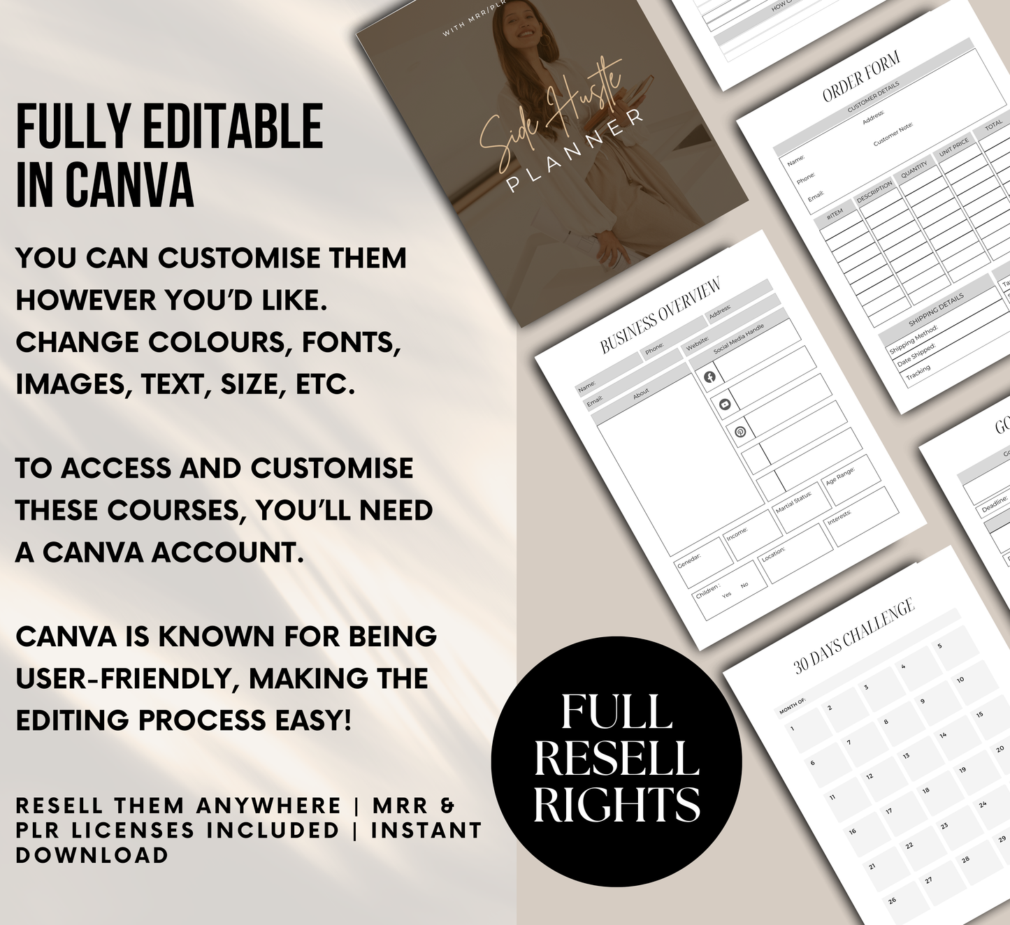 PLR/MRR Side Hustle Business Planner