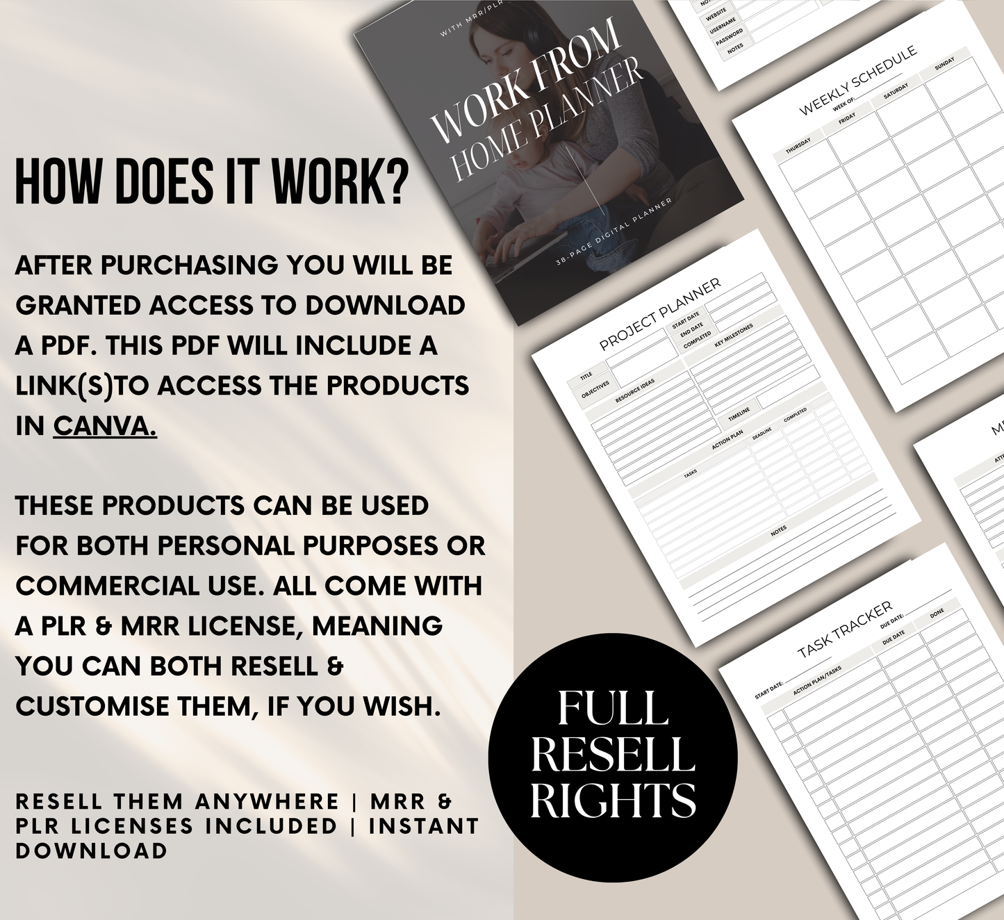 PLR/MRR Work From Home Planner