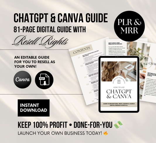 PLR/MRR ChatGPT & Canva Guide | Learn ChatGPT
