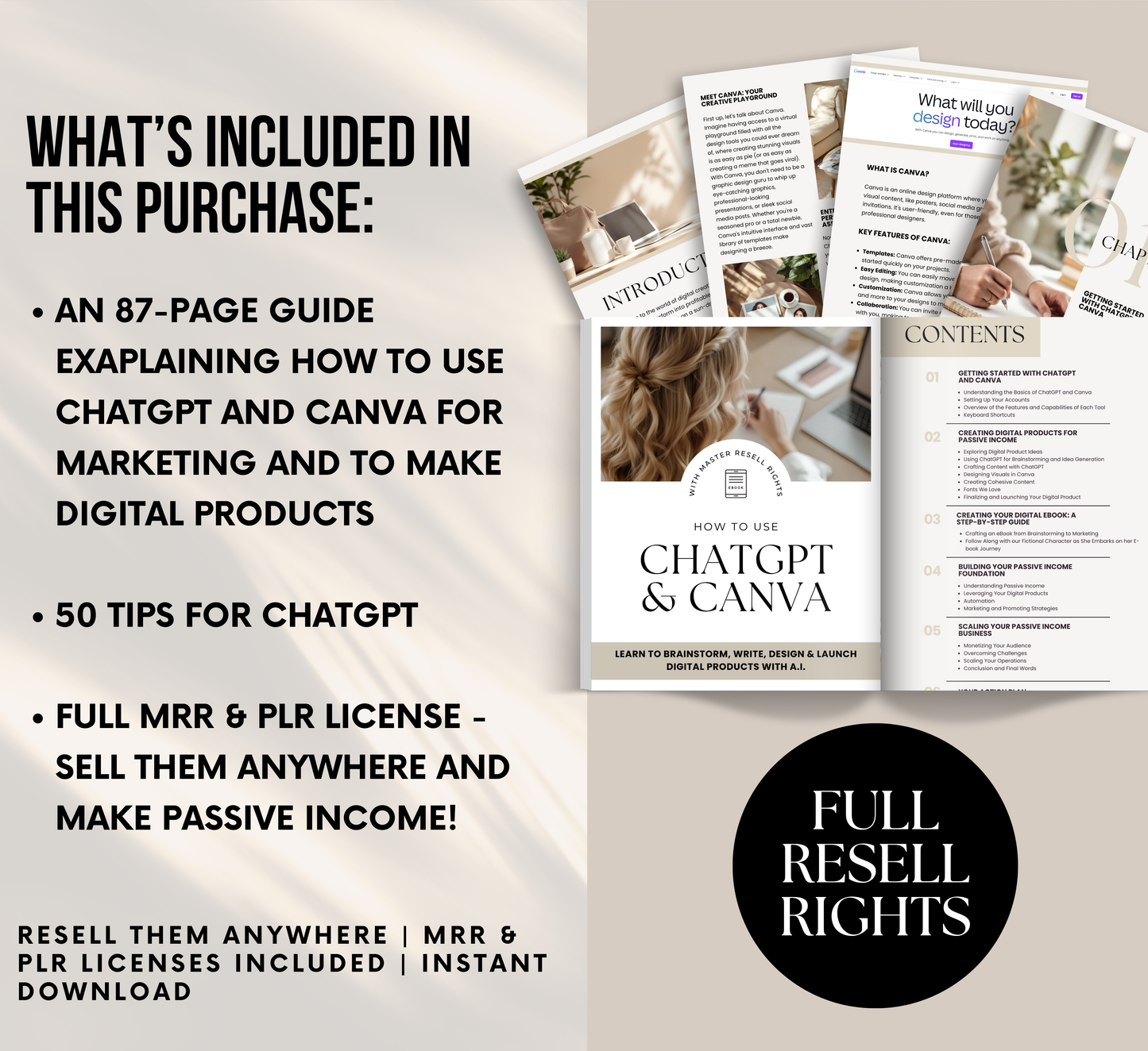 PLR/MRR ChatGPT & Canva Guide | Learn ChatGPT