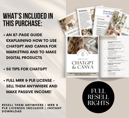 PLR/MRR ChatGPT & Canva Guide | Learn ChatGPT