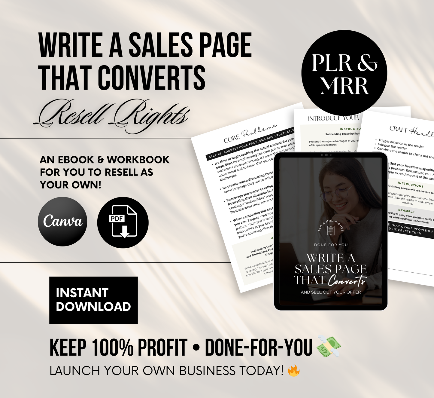 PLR/MRR Write A Sales Page That Converts Ebook & Workbook