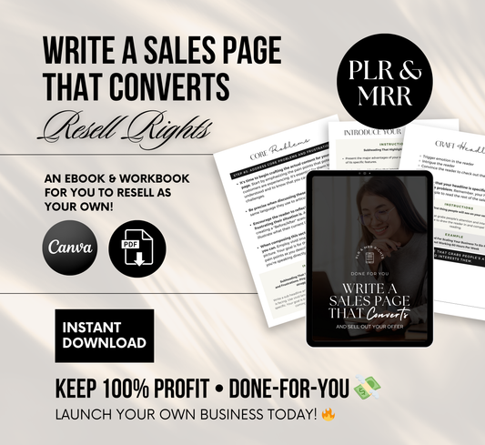 PLR/MRR Write A Sales Page That Converts Ebook & Workbook