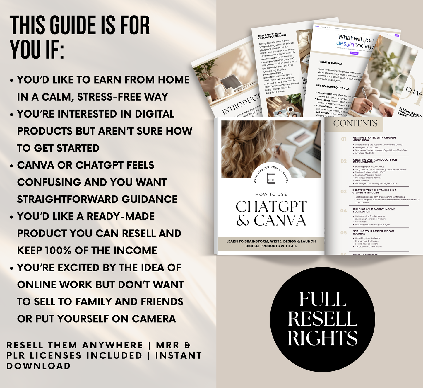 PLR/MRR ChatGPT & Canva Guide | Learn ChatGPT