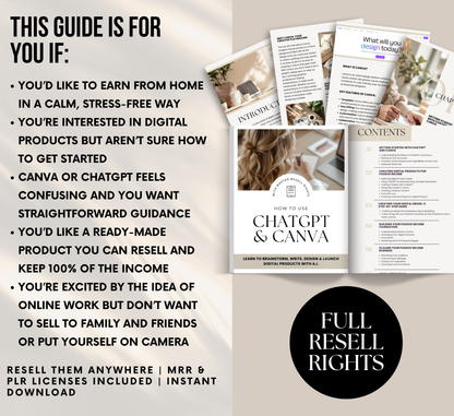 PLR/MRR ChatGPT & Canva Guide | Learn ChatGPT