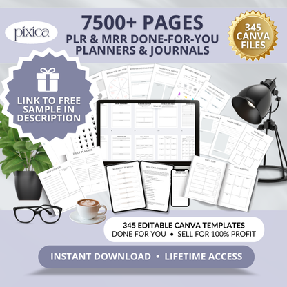 PLR/MRR 7500+ Pages Digital Planners, Journals & Trackers