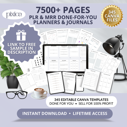 PLR/MRR 7500+ Pages Digital Planners, Journals & Trackers