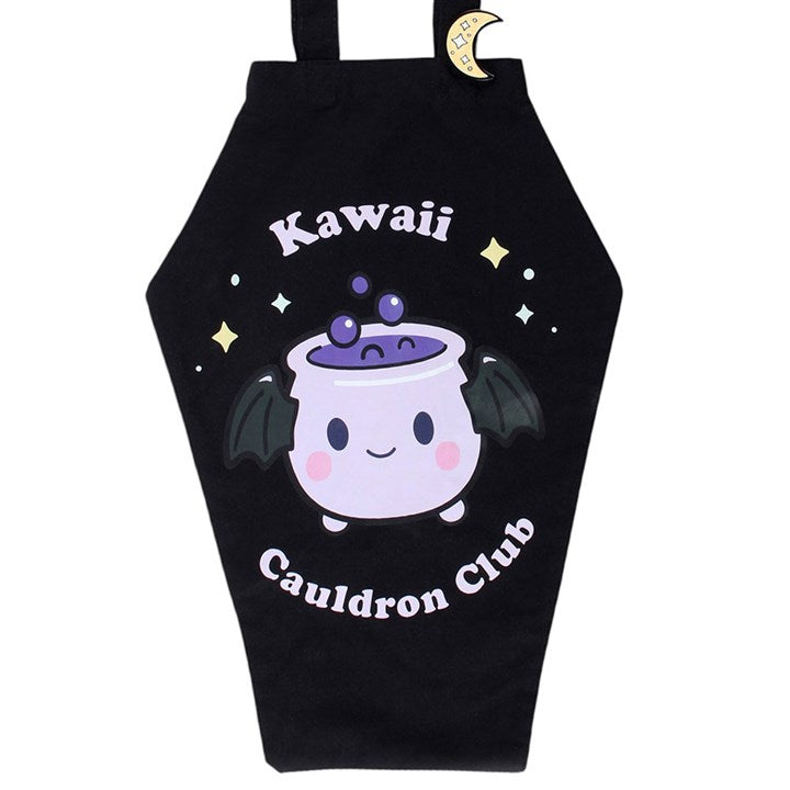 Cauldron Club Coffin Shaped Tote Bag with Enamel Pin Badge