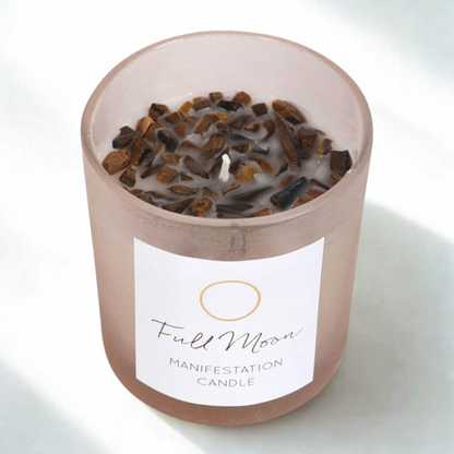 Full Moon Eucalyptus Manifestation Candle with Tiger's Eye