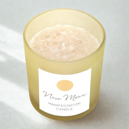 New Moon Wild Orange Manifestation Candle with Clear Quartz