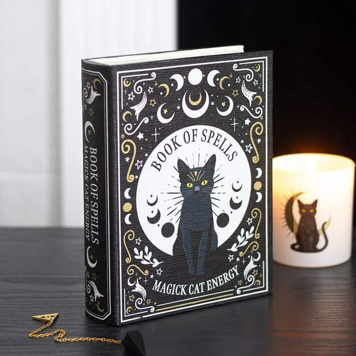 Black Cat Magick Book of Spells Shaped Storage Box