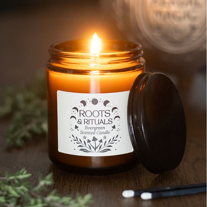 Roots & Rituals Evergreen Amber Glass Candle