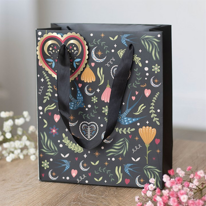 23cm Black Midnight Bloom Print Gift Bag