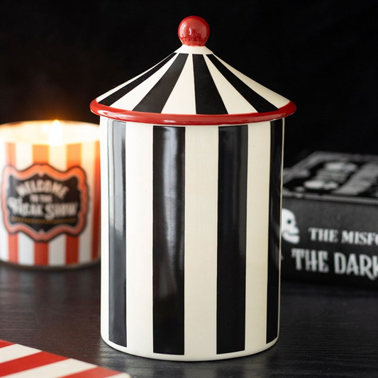 Black Striped Circus Tent Storage Jar