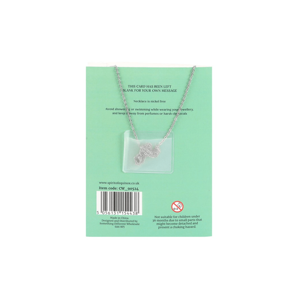Green Aventurine Crystal Moon Necklace on Greeting Card