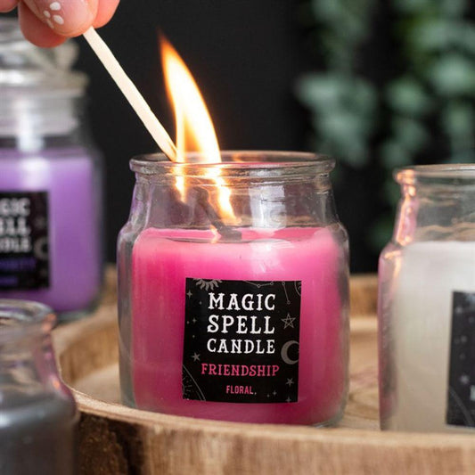 Small Floral 'Friendship' Spell Candle Jar