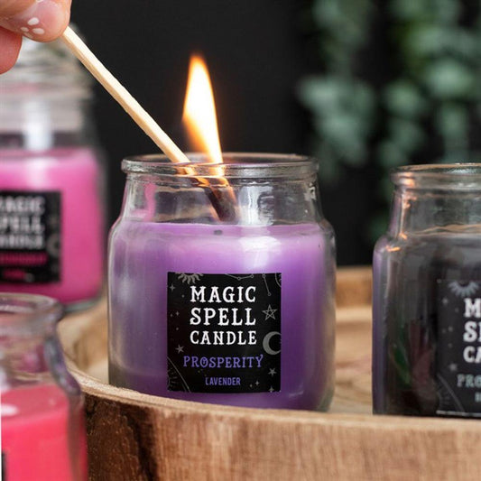 Small Lavender 'Prosperity' Spell Candle Jar