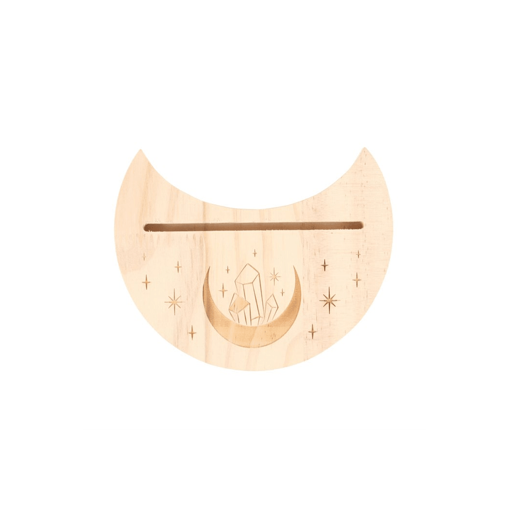 Natural Crystal Crescent Moon Card Stand