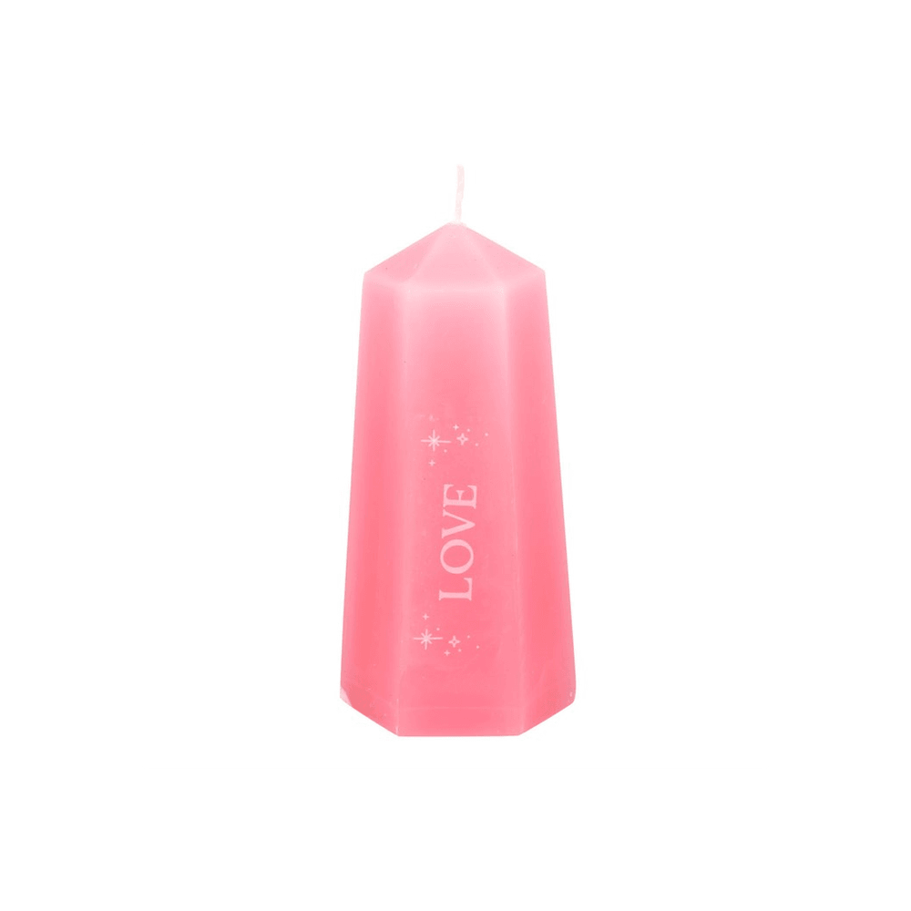 Love Crystal Candle with Rough Rose Quartz
