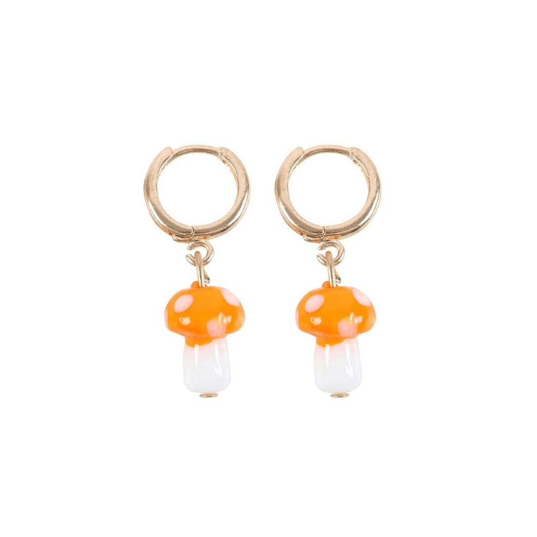 Orange Mushroom Dangle Earrings