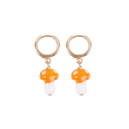 Orange Mushroom Dangle Earrings
