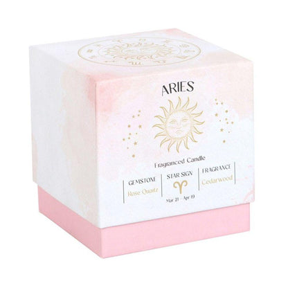 Small Aries Cedarwood Gemstone Zodiac Candle