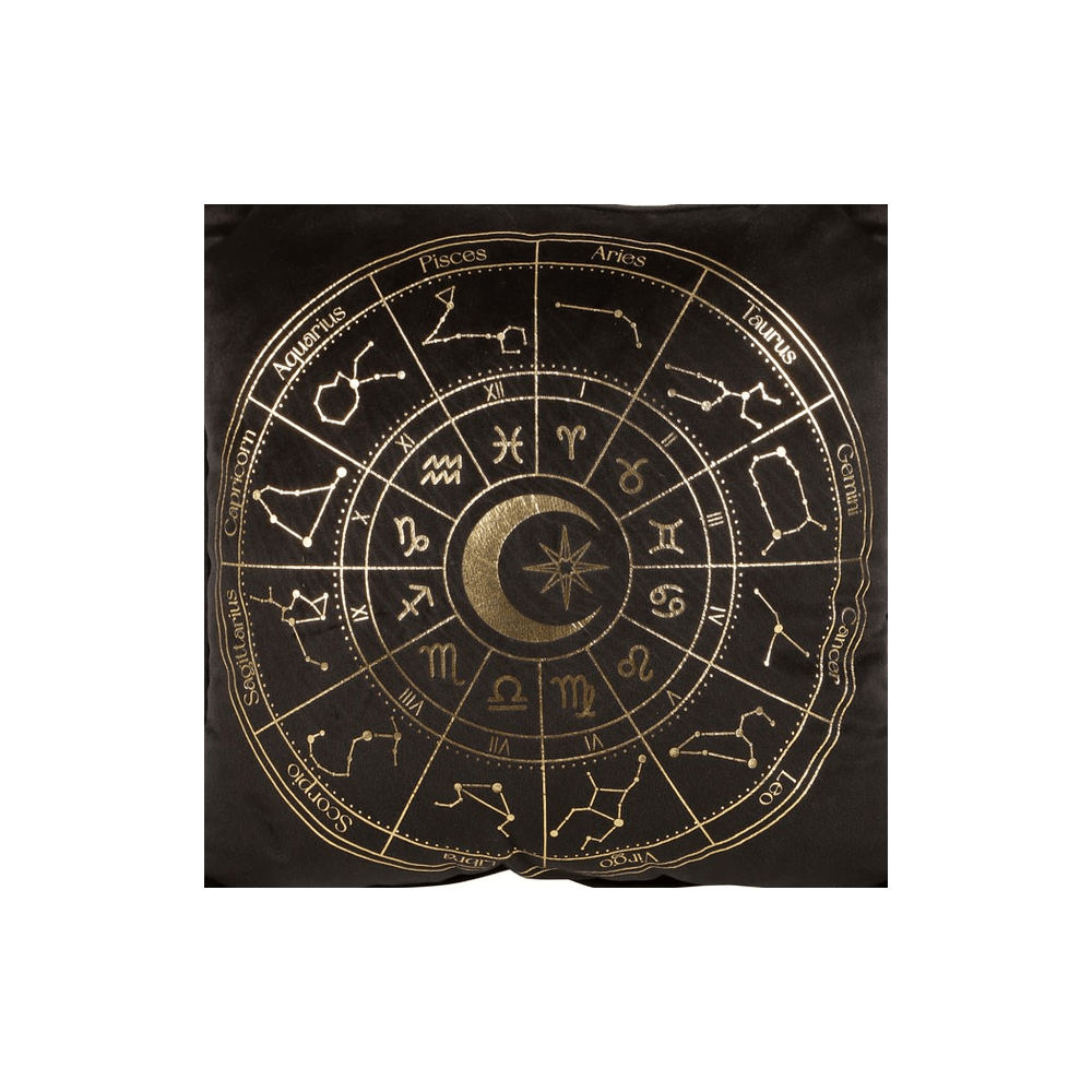 35cm Square Black Astrology Wheel Cushion