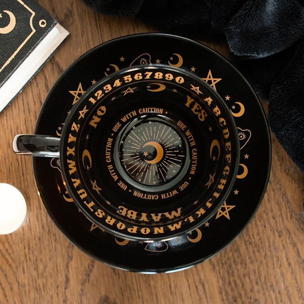 Black Talking Board Teacup and Saucer