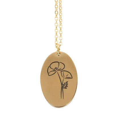 August Poppy Birth Flower Necklace Card