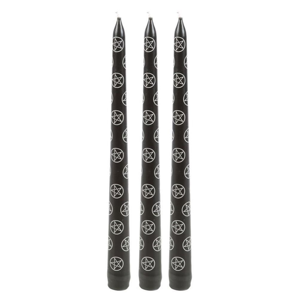Set of 3 Black Magic Pentagram Taper Candles