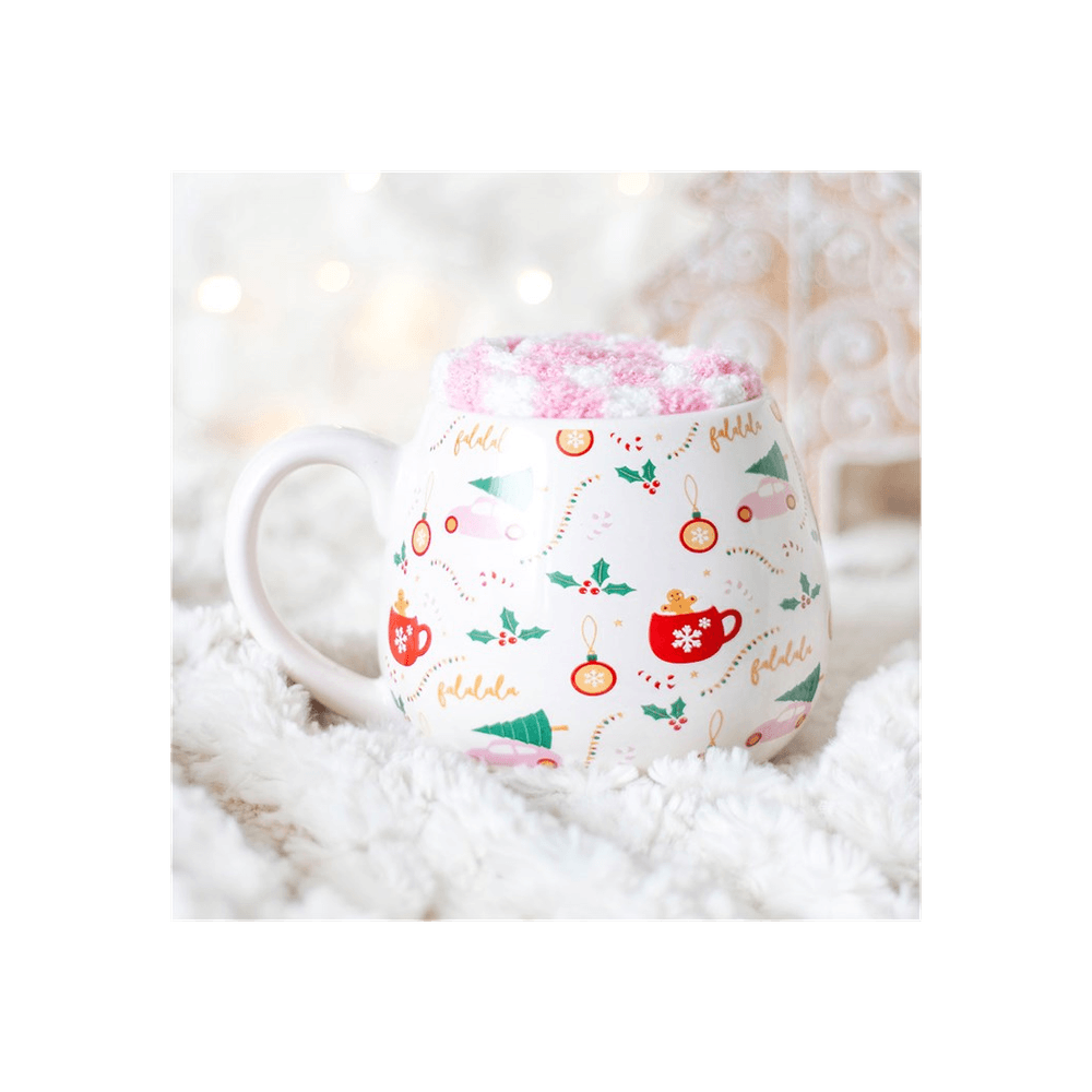 Sugarplum Fun Christmas Print Mug and Socks Set